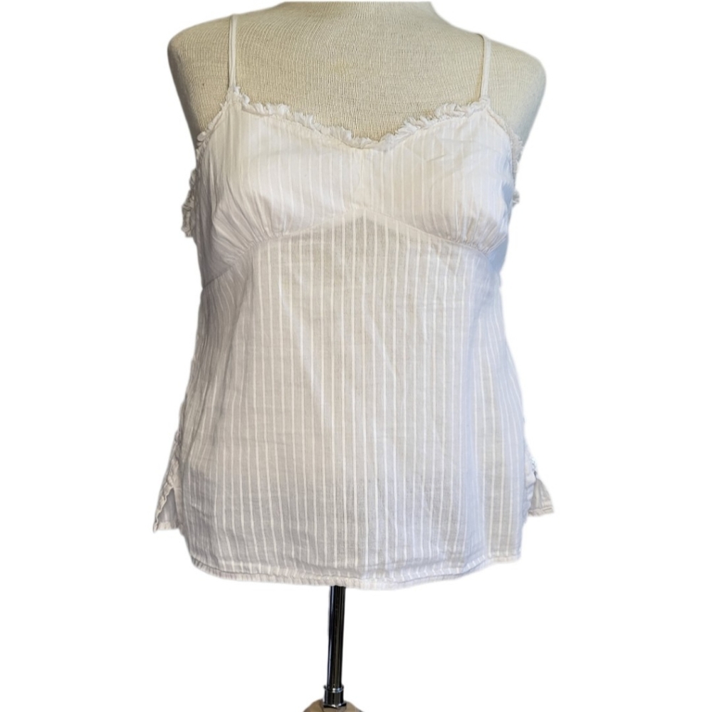American Eagle Sheer Tank Top White Button Closure Size 4/Small